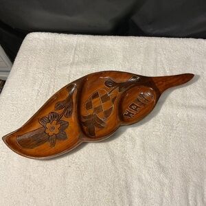 Mahogany wood Handcrafted Wooden Leaf Tray19 X 7 X 1.5